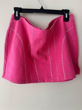 Hot Pink Studded Mini Skirt